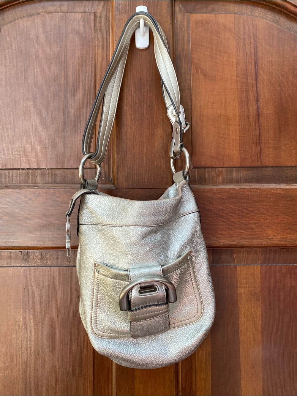 B. Makowasky silver leather Y2K satchel purse